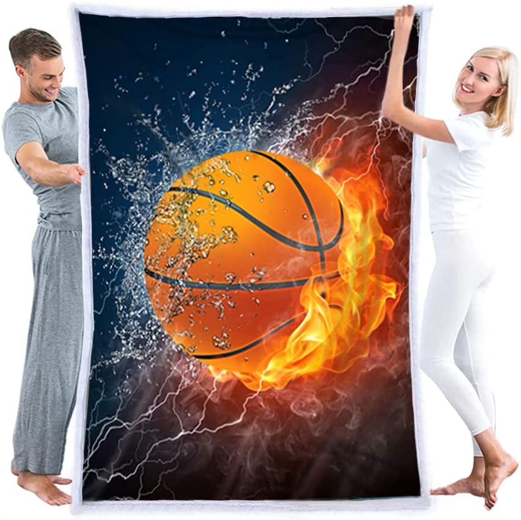 Basketball Blanket 3D Soft Plush Sherpa Throw Blanket Basketball Gifts Kids Adult All Season Couch Bed Sofa Home Decor (Basketball,60"×80")
