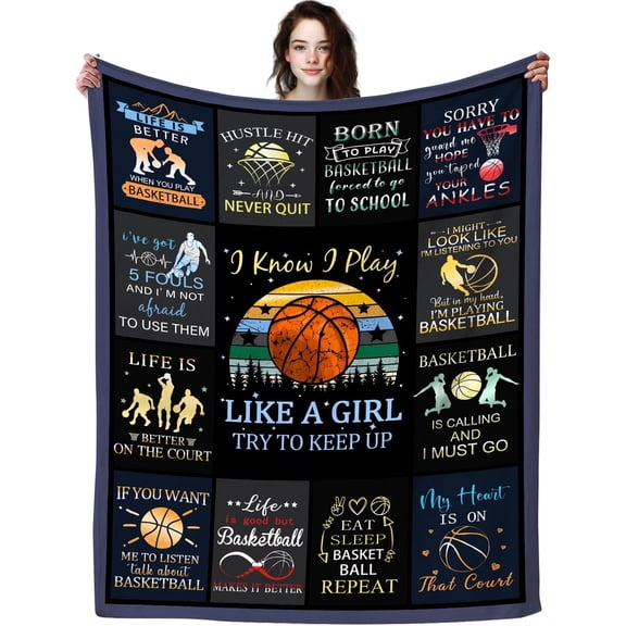 Basketball Blanket Basketball Gifts for Boys Girls Teens,Cool Basketball Stuff Accessories,Best Basketball Coach Team Gifts for Basketball Lover Basketball Players 50"X40"