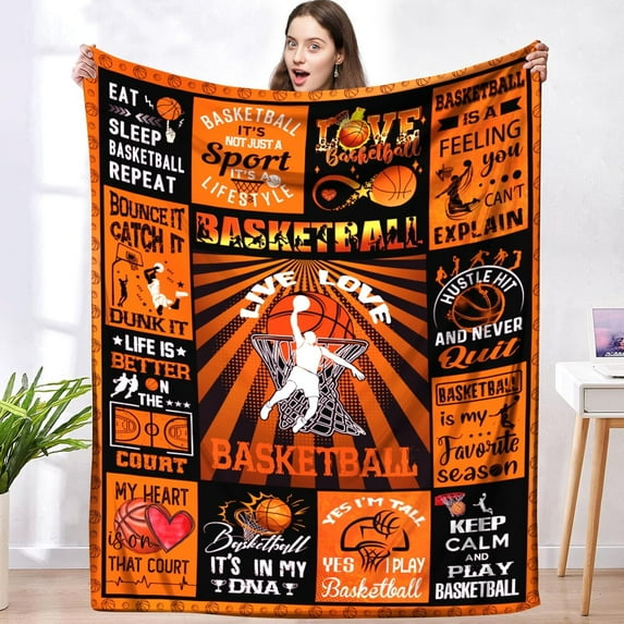 Basketball Blanket Gifts for Girls Boys Team Ultra Soft Warm Flannel Basketball Throw Blanket Basketball Lovers Merch Stuff for Women Men 50"x60"