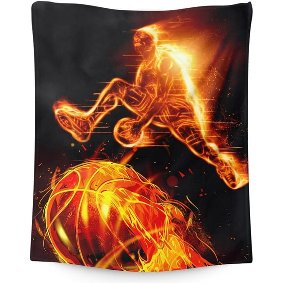 Basketball Blanket for Girls Boys, Kids Blanket for Kids Youth Age 3-15 Years Old, 50 x 40 Inches Soft Blanket for Basketball Lovers, Cozy Throw Blanket Bed Sofa Room Decor, Office, Travel