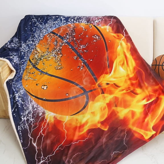 Basketball Blanket for Girls and Boys, Orange Soft Throw Blanket for Couch, Warm Cozy Fur Throw Blanket for Teens Girls Boys Men Women Birthday or Christmas, Blankets Gift for Winter