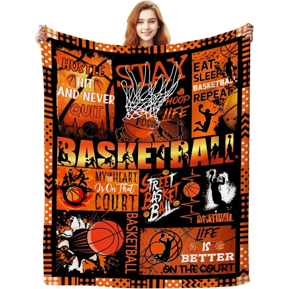 Basketball Blanket for Girls Boys Team,Super Warm Basketball Throw Blankets Bed Bedding Sofa Basketball Gifts for Adults Women Men Basketball Lovers 40X50