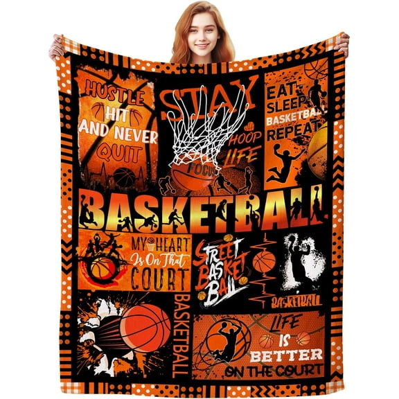 Basketball Blanket for Girls Boys Team,Super Warm Basketball Throw Blankets Bed Bedding Sofa Basketball Gifts for Adults Women Men Basketball Lovers 40X50