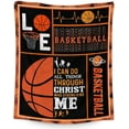 thumbnail image 1 of Basketball Blanket - Soft, Plush & Warm - 40x30 Inches Small Blanket for Office, Chair - Brown Sports Throw Blanket Gifts for Boys, Girls, 1 of 6