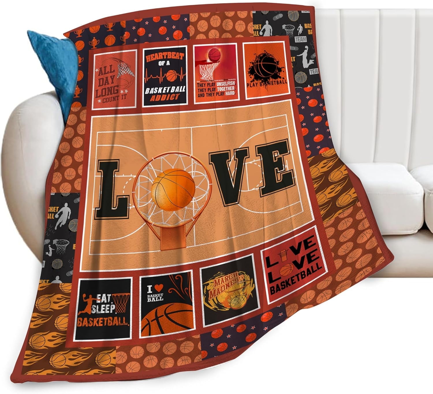 Basketball Blanket Soft Warm Basketball Throw Blankets Gifts for Girls Boys Men Cozy Fluffy Basketball Stuff Lightweight Fleece Flannel Gift Blankets for Kids Adults 50"X40"