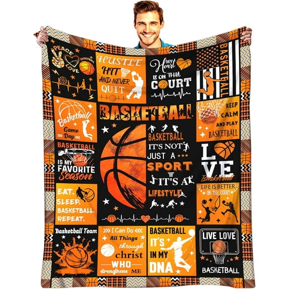Basketball Blanket Super Soft Basketball Flannel Throw Lightweight Blanket for Boys Girls Women Team Basketball Lovers Gifts 40"x50"