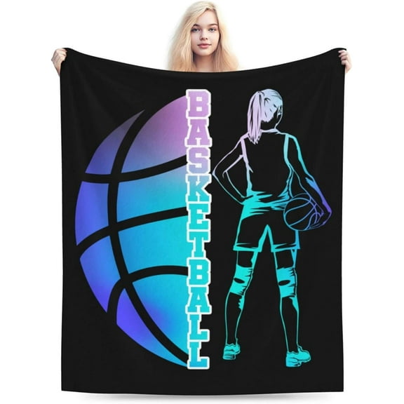 Basketball Blanket for Women Men, Cool Basketball Themed Design Printed Throw Blankets for Teens Adults Lap, Couch Bed, Warm Soft Cozy Blanket, 60"x 80"