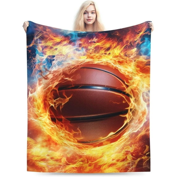 Basketball Blanket for Women Men, Cool Basketball Themed Design Printed Throw Blankets for Teens Adults Lap, Couch Bed, Warm Soft Cozy Blanket, 60"x 80"