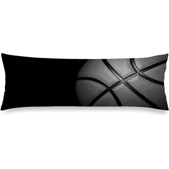 Basketball Body Pillow Cover 20x54 Pillow Case Black and Gray Basketball Cushion Long Pillowcase with Zipper Sports Theme Pillow Covers Decorative Soft Large Bedding Pillow Cases for Bedroom,Couch