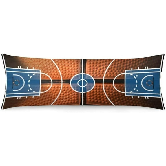 Basketball Body Pillow Cover Basketball Court Sports Playground Pattern Floor Game Field Long Pillow Case Protector with Zipper Decorative Pillowcase Soft Large Pillow Cases Covers for Bed,20"x54"