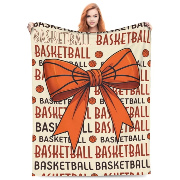 Basketball Bow Blanket, Soft Sports Blanket For Basketball Lovers, Perfect Gift For Players, Home Decoration 50x40
