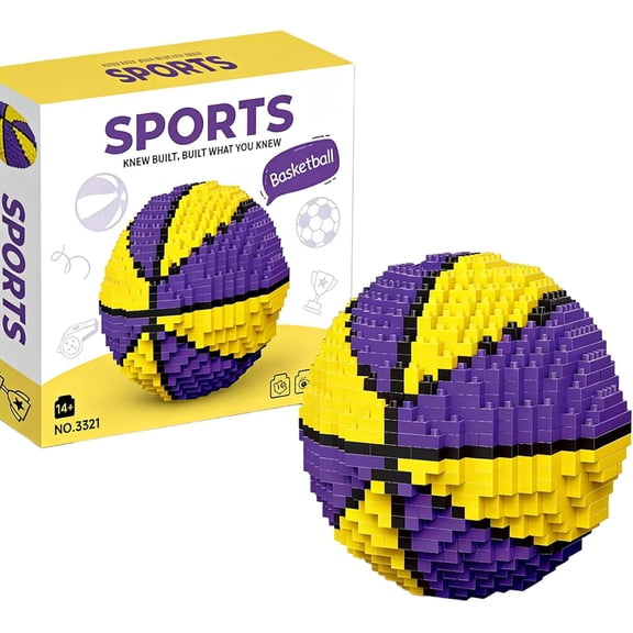Basketball Building Block Set, 846pcs Blocks to Build 3.74" Realistic Basketball Model, Miniature 3D Educational Toys for Kids
