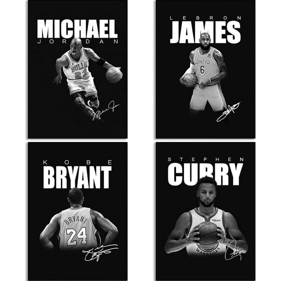 Basketball Canvas Posters Wall Art Prints Gifts for Boys and Girls Living Room Bedroom Decor (Unframed: 8x12inch-4pcs)