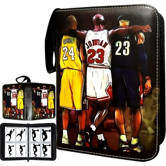 Basketball Card Binder, 4-Pocket Sports Card Storage with 50 Sleeves, Holds Up to 400 Cards