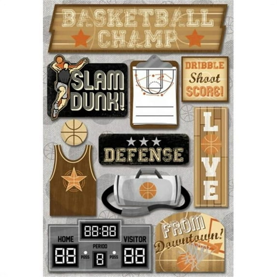 Basketball Cardstock Stickers 5.5 in.X9 in.-Basketball Champ
