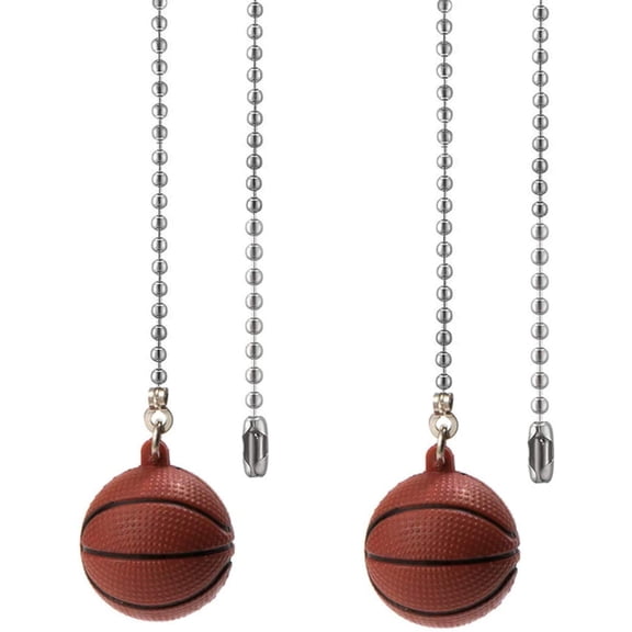 Basketball Ceiling Fan Pull Chain Extension Light Pull Chain Set,Sport Theme Fan String Charm Decorative Extension,Fan Light Chains Ornaments,Basketball Pendant for Ceiling Fans Lights Lamp 2PCS