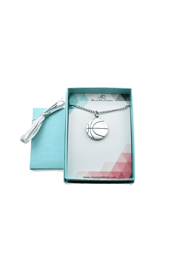Basketball Charm in on a Stainless Steel Curb Chain. Men's Necklace. Gents Jewelry. Teen. Basketball