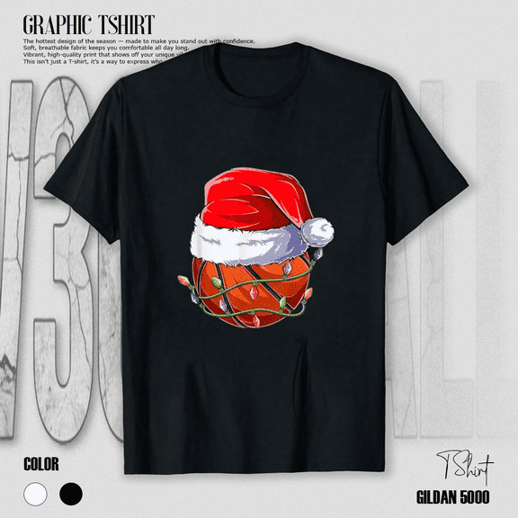 Basketball Christmas Boy Apparel Funny Sport Winter Style Unisex T-Shirt, up to size 5XL