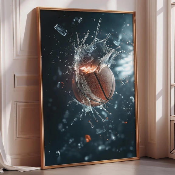 Basketball Chrome Exploding Ball Wall Art Poster Unframed Paper Print