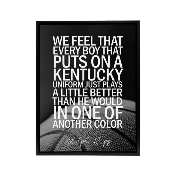 Basketball Coach Adolph Rupp Sport Quote Black Framed Canvas Art Print 24X32"