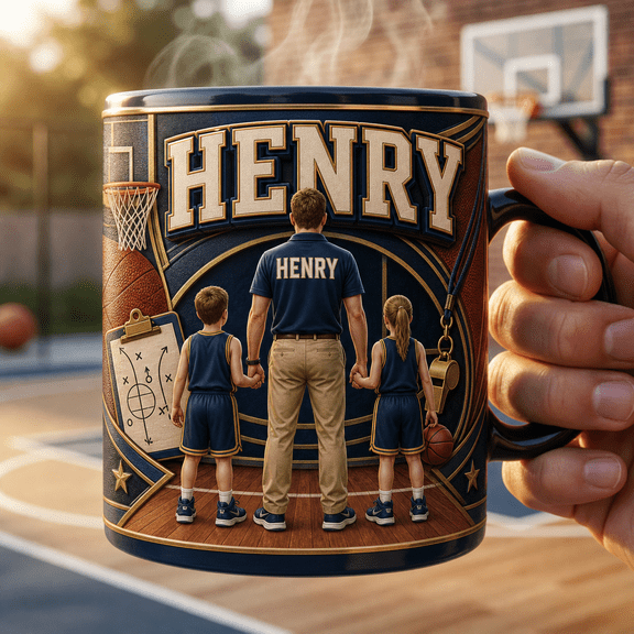 Basketball Coach Magic Mug Personalized with Custom Team Names for Best Dad Gift