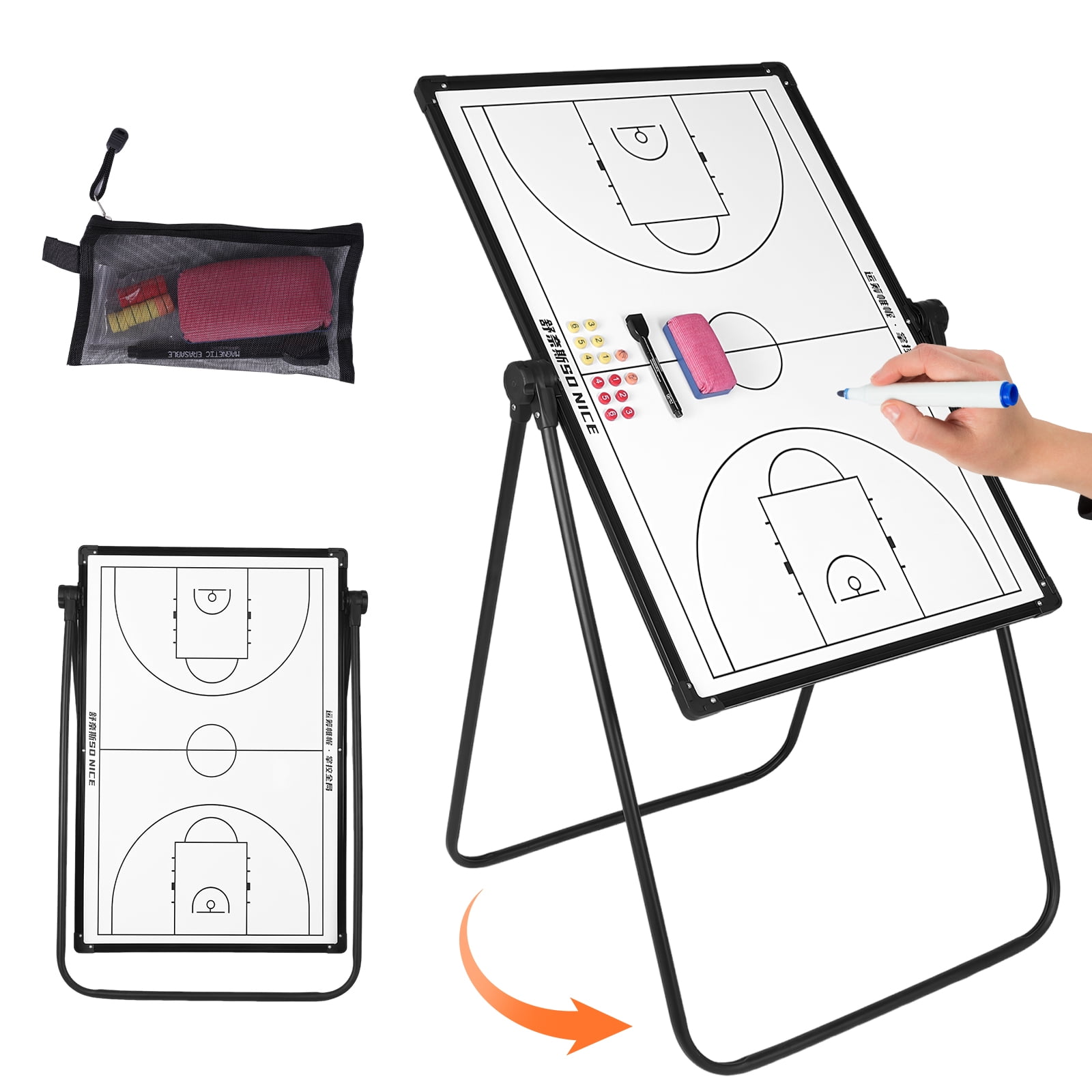 Basketball Coaching Board Reusable Double Sided Coaches Clipboard ...