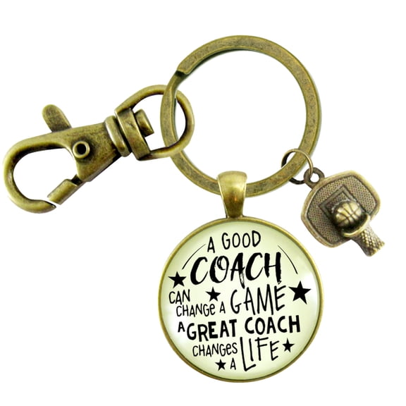 Basketball Coaching Sport Gutsy Goodness Bronze Metal Adult Unisex Keychain Great Coach Changes Life Thank You Gift
