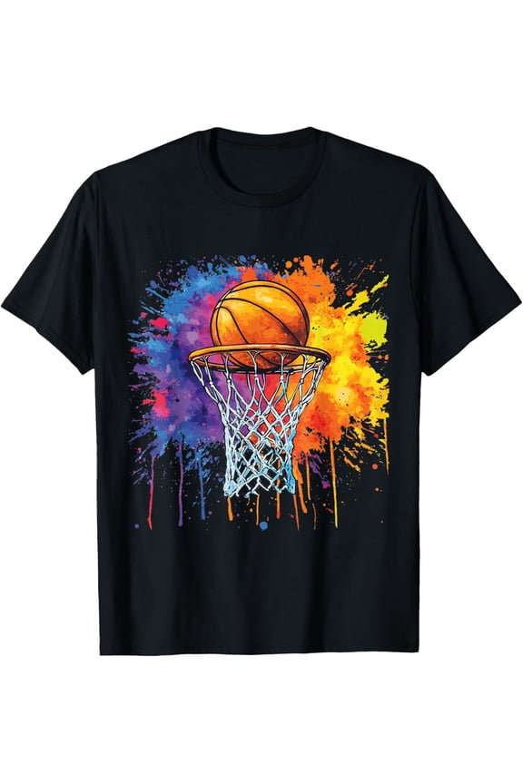 Basketball Colorful Drip Graphic T-Shirt