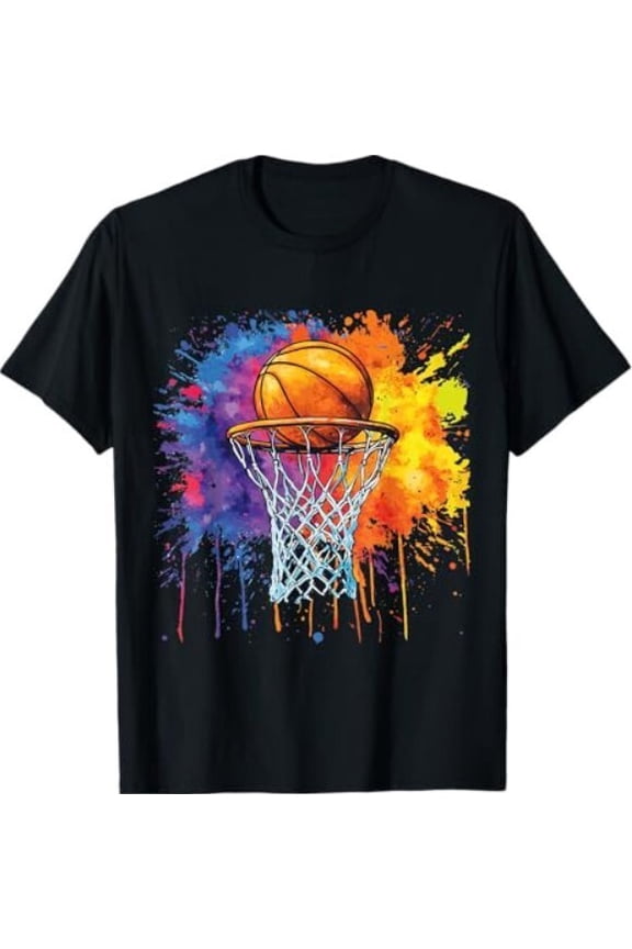 Basketball Colorful Drip Graphic T-Shirt