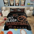 thumbnail image 1 of Basketball Comforter Set Black Orange Bedding Set Basketball Pattern Comforter Queen Size Sport Game Ball Theme Quilt Set, 1 of 6