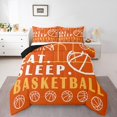 thumbnail image 1 of Basketball Comforter Set Full Sport Game Ball Theme Bedding Basketball Room Decor Down Comforter Sports Comforter Sets Teen Sports Bedding 3 Pcs White Orange, 1 of 7