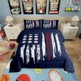 thumbnail image 1 of Basketball Comforter Set Orange Basketball Print Bedding Set Teens Room Decor, Sports Gaming Theme Quilt Set Grey Stains Print Duvet Set, 1 of 6