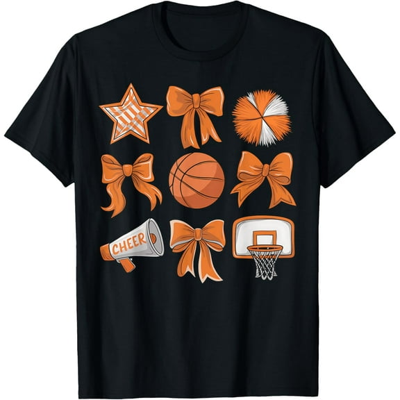 Basketball Coquette Bow Cheer Mom Game Day Women T-Shirt TShirt