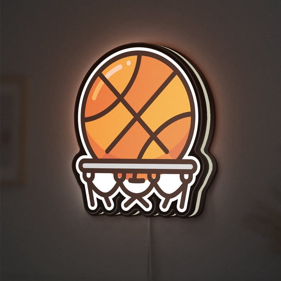 Basketball Court 3D Novelty Light Box for Sports Decor, Basketball Themed Lamp for Athletic Rooms and Fans (Width 8 inch, 20cm)