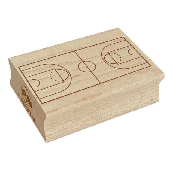 Basketball Court Aerial Top View Rectangle Rubber Stamp Stamping Scrapbooking Crafting - Small 1.7in