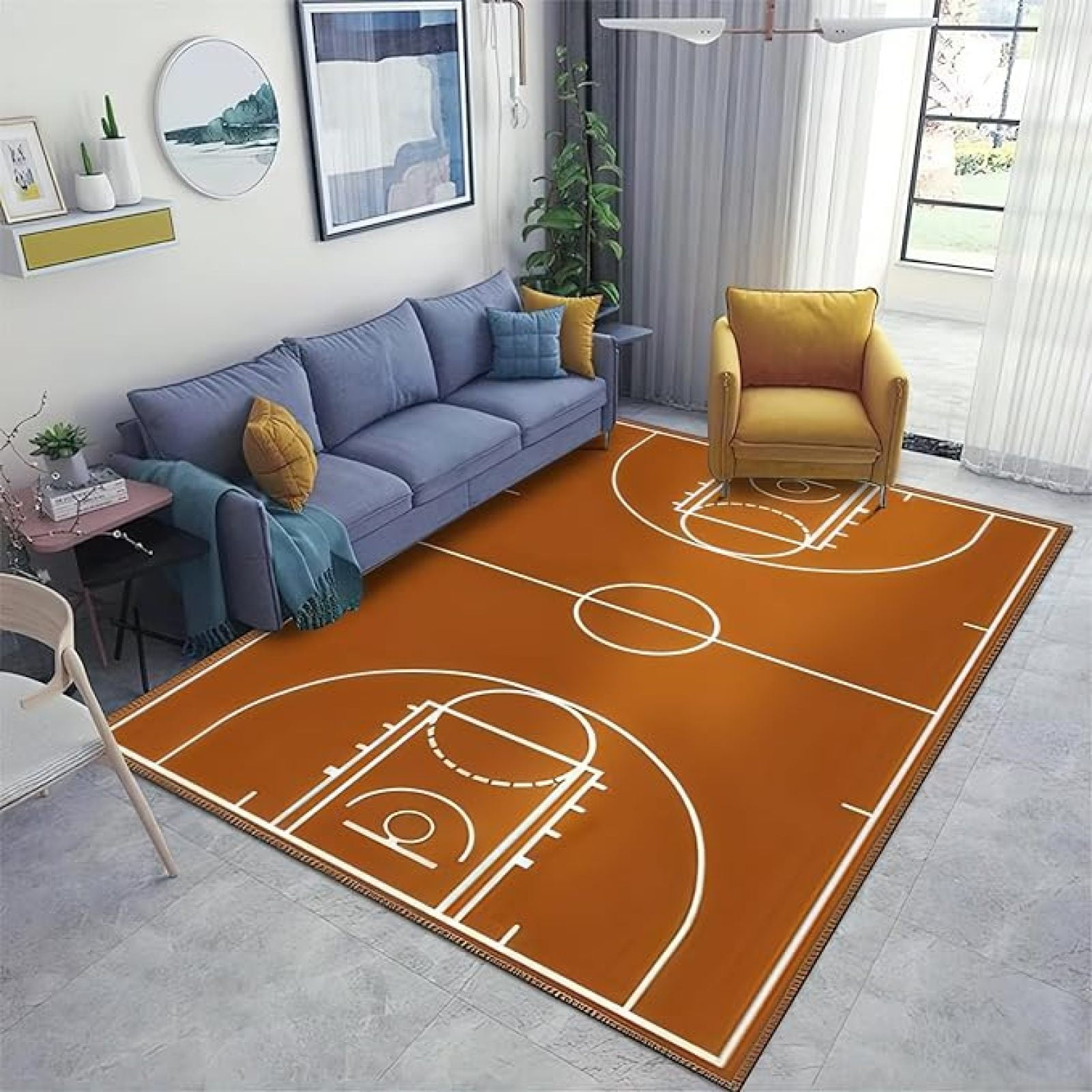 Basketball Court Area Rug, Youth Basketball Stadium Non Slip Noise ...
