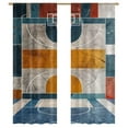 thumbnail image 1 of Basketball Court Art Sheer Window Curtains for Living Room Kitchen Bedroom Tulle Voile Hanging Curtain, 1 of 5