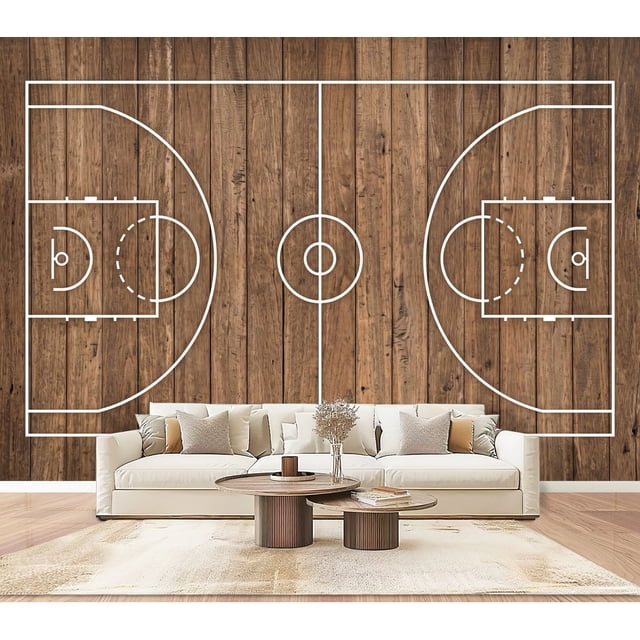 Basketball Court Design Wooden sports enthusiasts minimalist Peel and ...