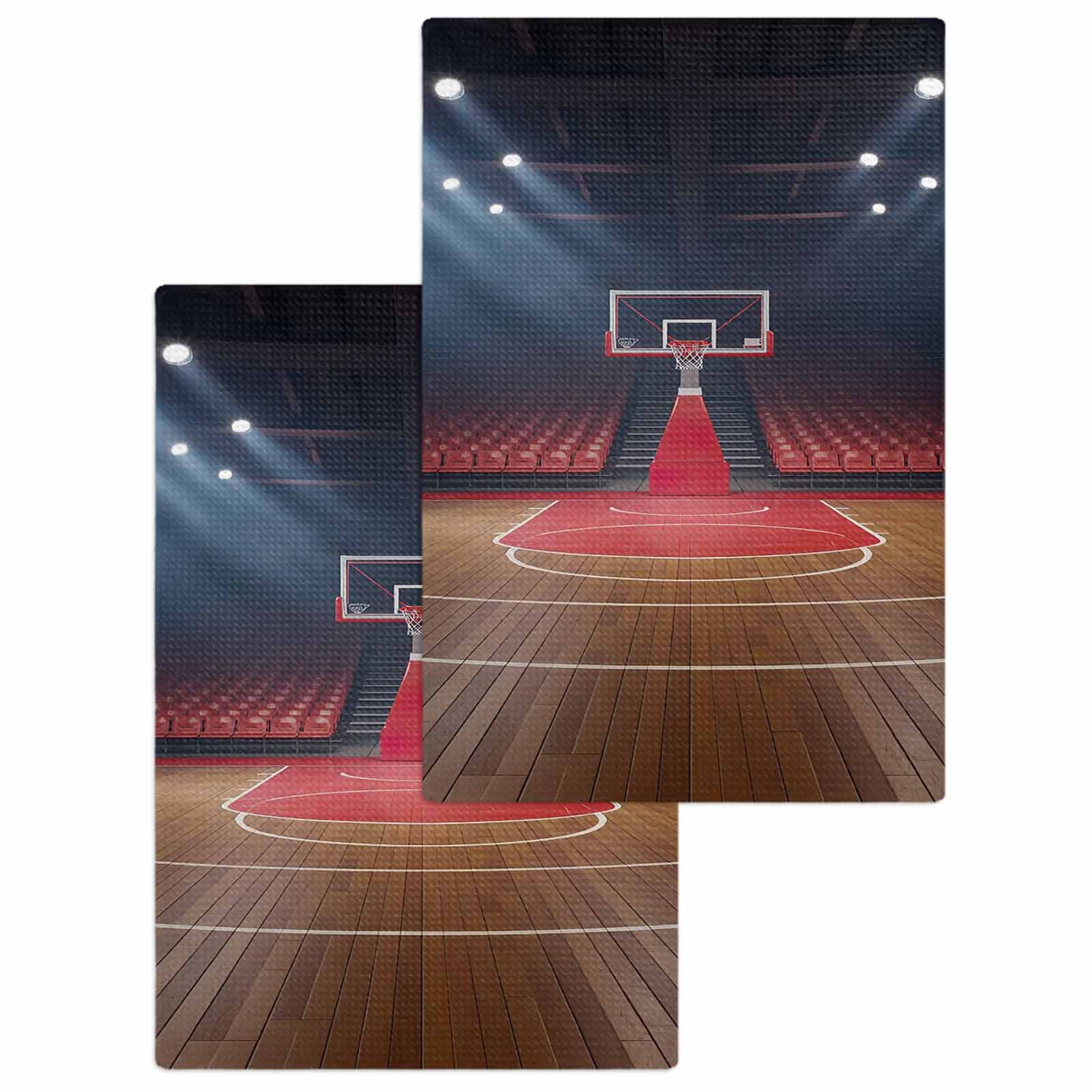 Basketball Court Hand Towels Set, Waffle Weave Kitchen Towels 2 Pieces ...