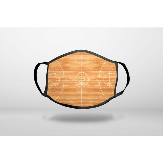 Basketball Court Layout - 3-Ply Reusable Soft Cloth Face Covering, Unisex, Cotton Inner Layer