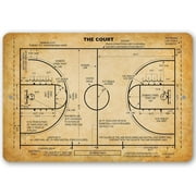 Basketball Court Metal Sign - Vintage Sports Wall Decor, Great Boys Room Man Cave Decor, Gift for Basketball Player Coaches and PE Teachers, 8x12 Indoors or Outdoors Durable Vintage Metal Sign