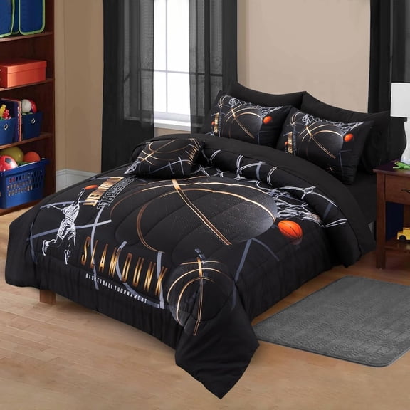Basketball Court Printed Comforter Set for Teen Boys, Twin Size