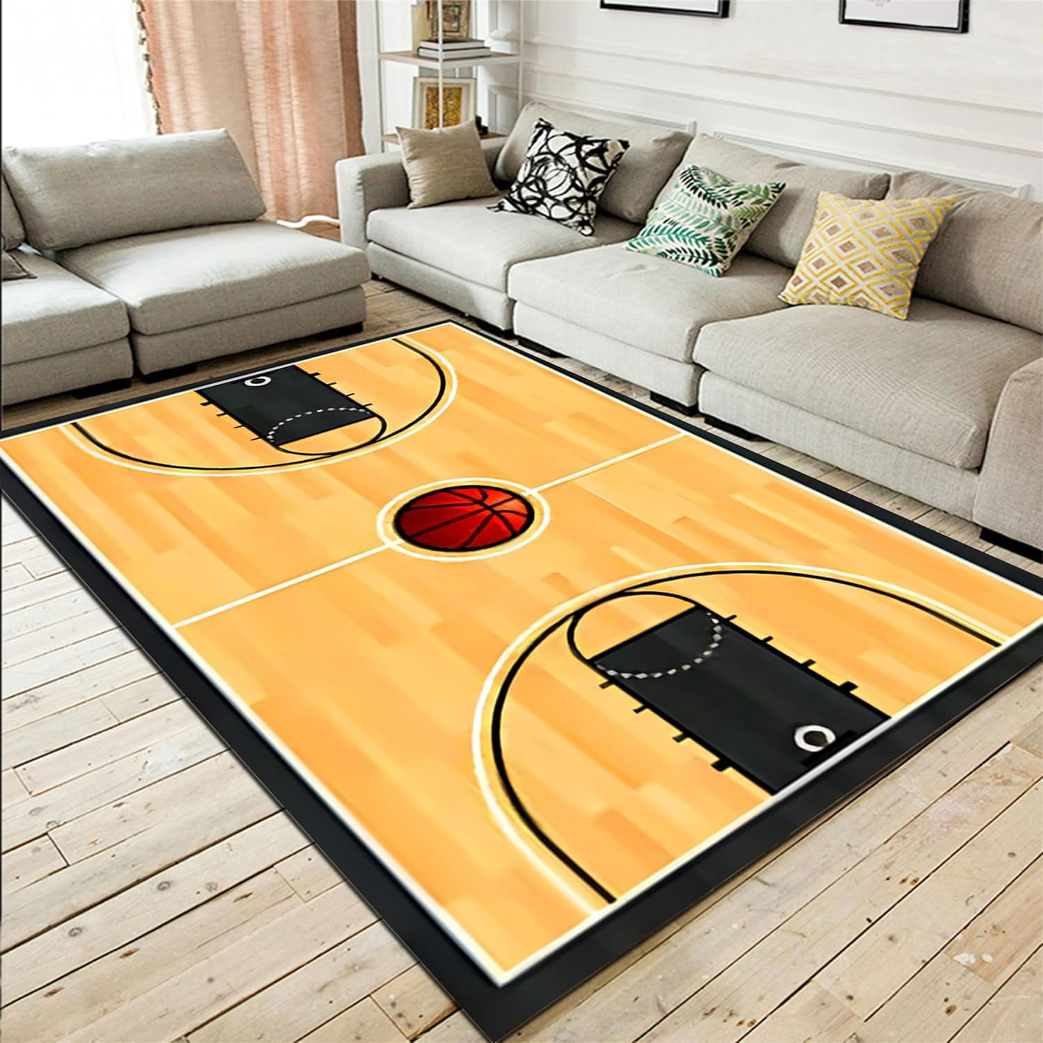 Basketball Court Rug, 3x5ft, Sports Area Rug for Kids' Bedroom, Home ...