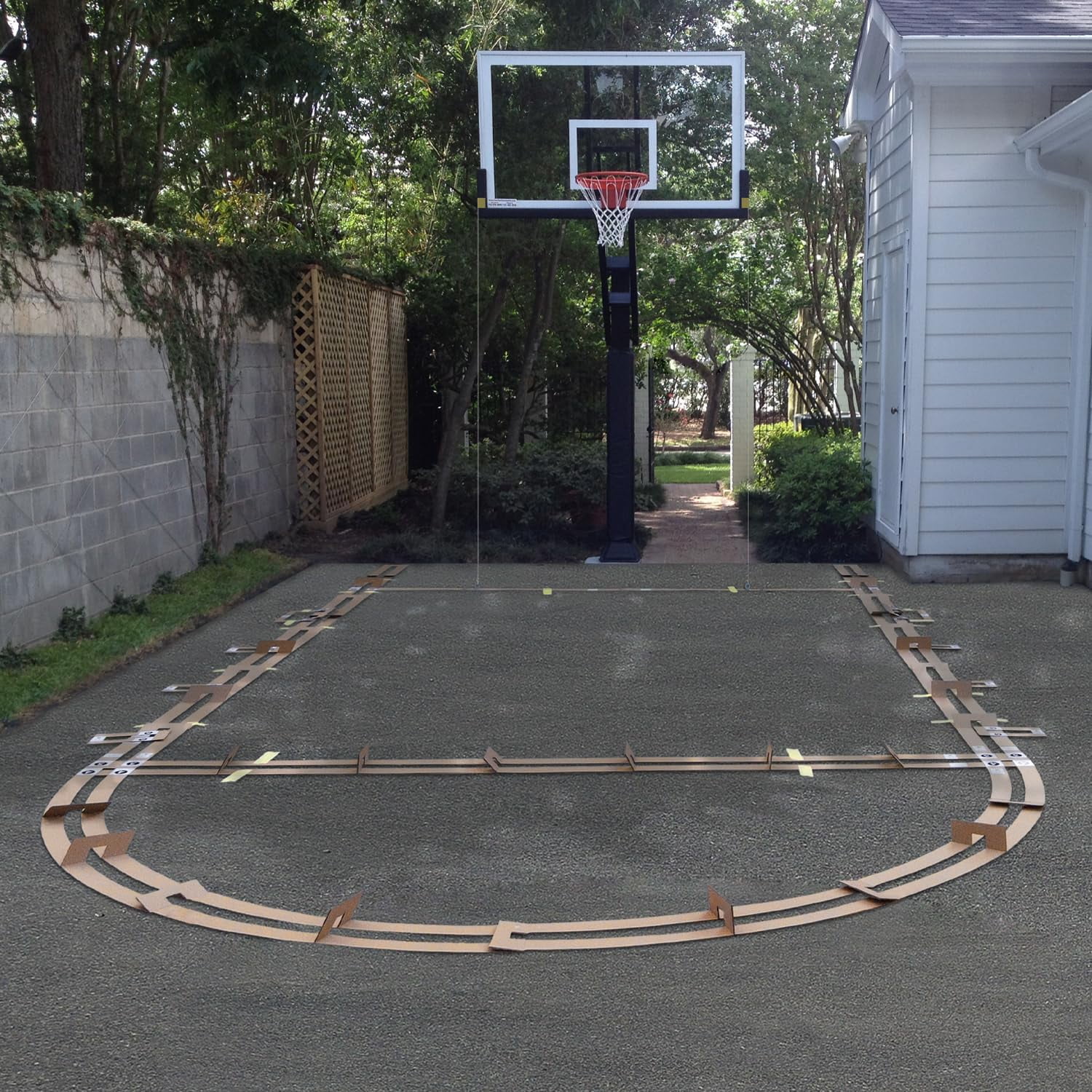 Basketball Court Stencil, Driveway Basketball Court Marking Kit, Clear Instruction Easy to Set