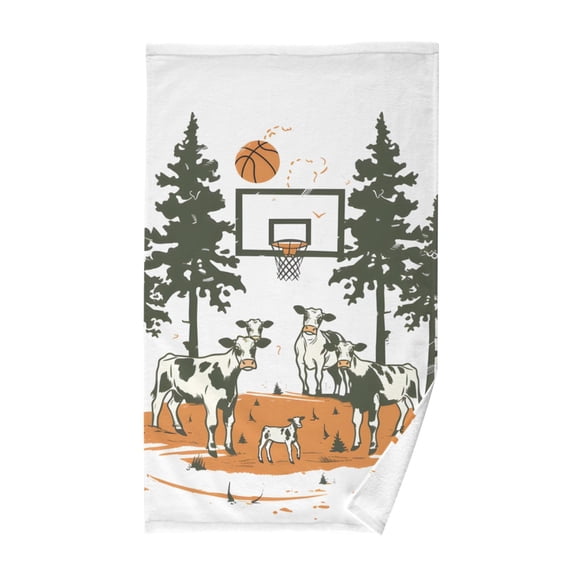 Basketball Cow Hand Towel Cotton Bath Towel Large Face Towels Absorbent for Bathroom Home Hotel