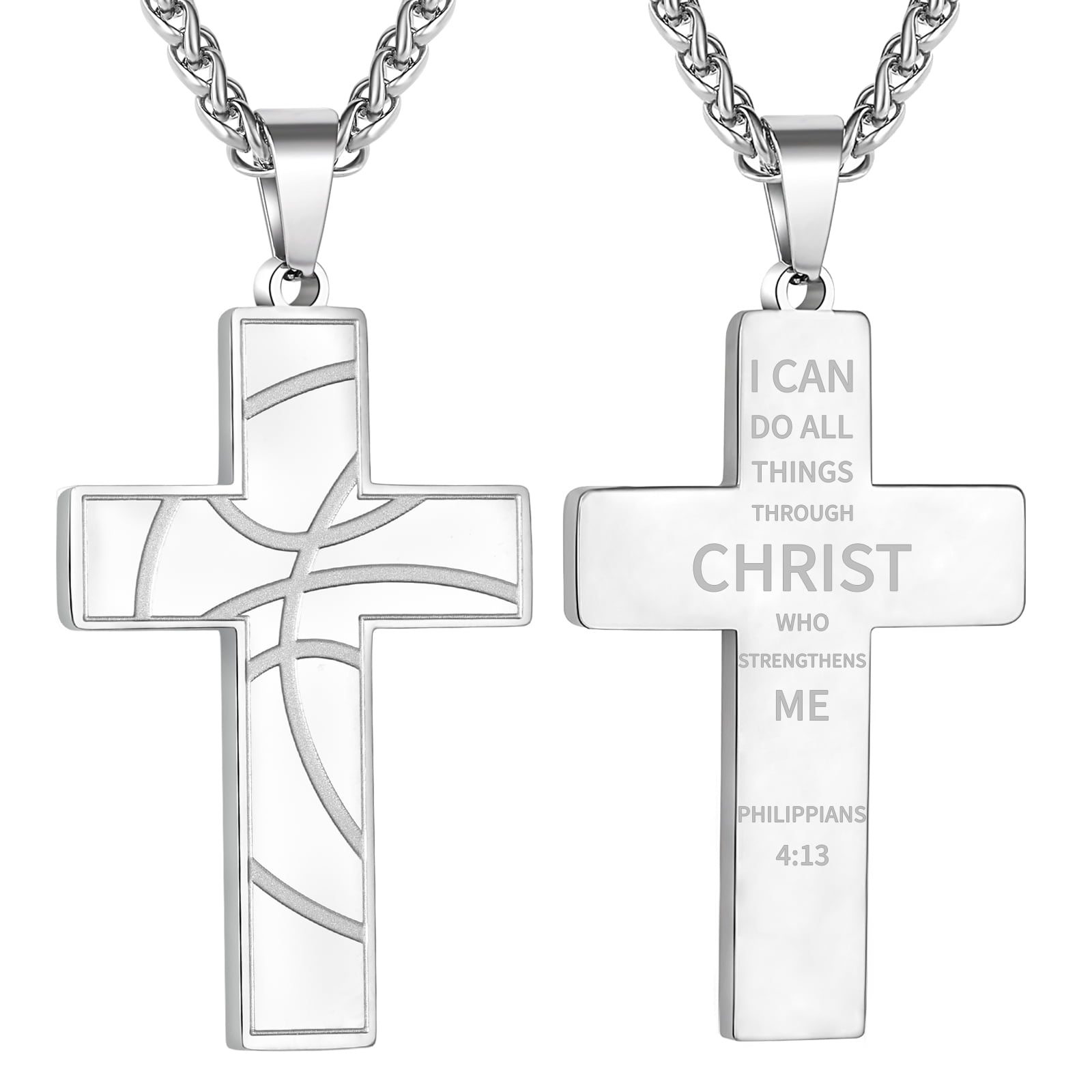 Dog Tag Cross Necklace for Men Boys Stainless Steel Dog Tag Pendant Chain  Bible Verse Military Army First Communion Confirmation Religious Christian