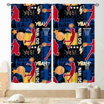 Basketball Curtains for Boys Bedroom, Sports Ball Game Basketball Player Cool Graffiti Navy Colorful Blackout Window Drapery for Kids Teens Baby Living Room Playroom Nursery 2 Panels, 84"x63" Inch