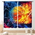 thumbnail image 1 of Basketball Curtains for Boys Bedroom, Sports Ball Game Fire Flash Cool Art Basketball Gaming Blackout Window Drapery for Kids Teens Baby Room Living Room Playroom Nursery 2 Panels, 84"x63" Inch, 1 of 5