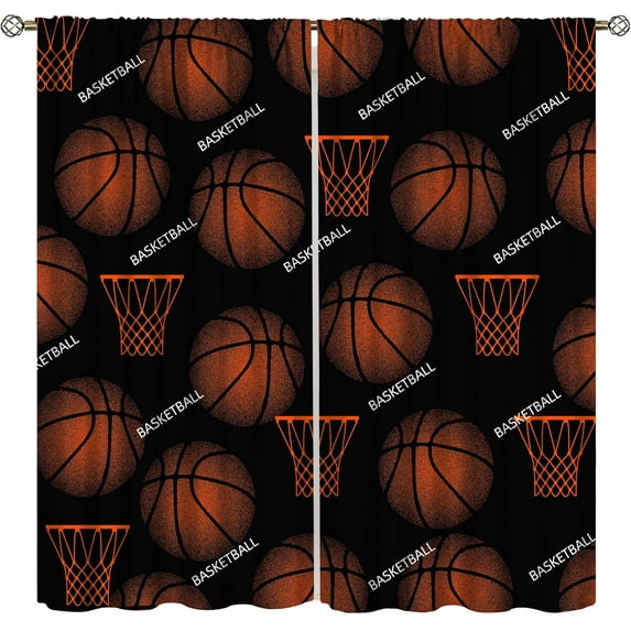 Basketball Curtains Boys Sport Kid Curtains for Bedroom, Basketball Colorful Graffiti Sport Theme Window Treatments for Living Room,Teen Boys Girls Room Decor Drapes 2 Panel Sets,42x63 Inch