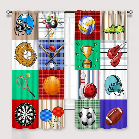 Basketball Curtains Boys Sport Kid Curtains for Bedroom, Basketball Sport Theme Window Treatments for Living Room,Teen Boys Girls Room Decor Drapes 2 Panel Sets,55x63 Inch